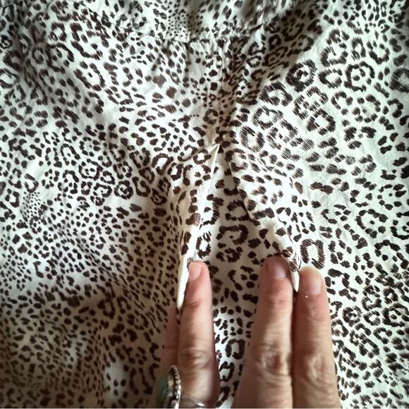 Leopard Top Small Long Sleeved Button Down Blouse - Picture 13 of 15